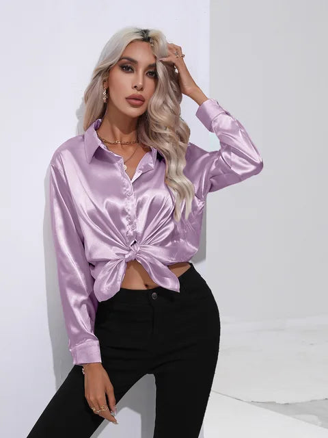 Blouse Élégante A Boutons Pour Femmes | Manches Longues Coupe Détendue
