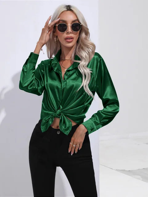 Blouse Élégante A Boutons Pour Femmes | Manches Longues Coupe Détendue