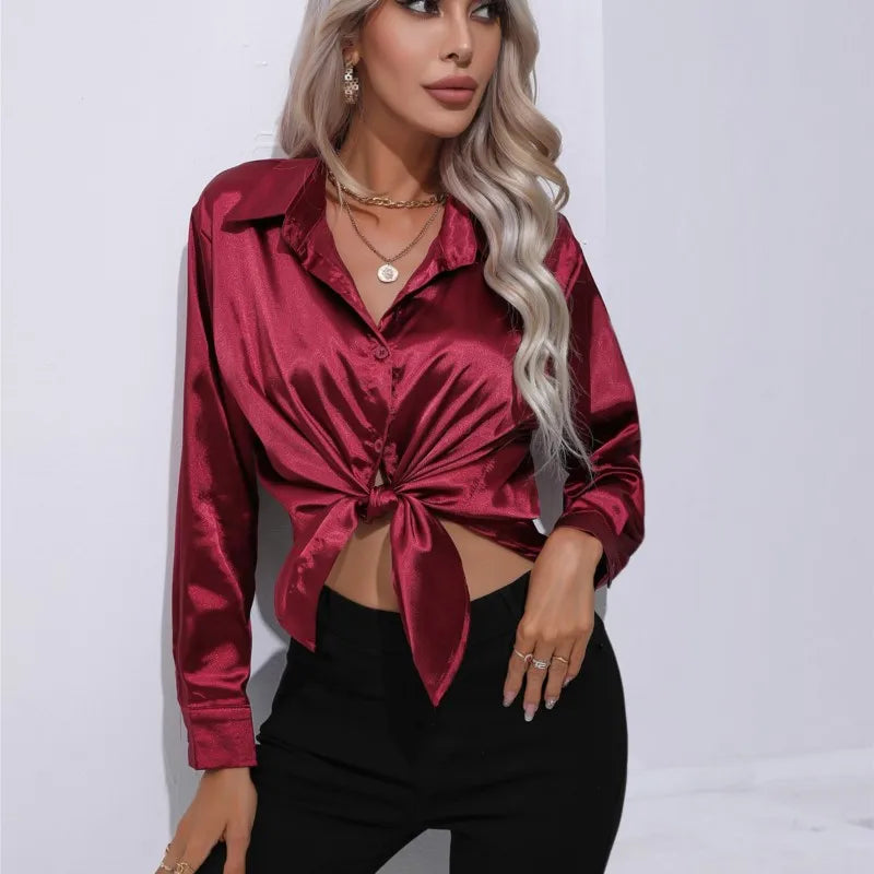 Blouse Élégante A Boutons Pour Femmes | Manches Longues Coupe Détendue