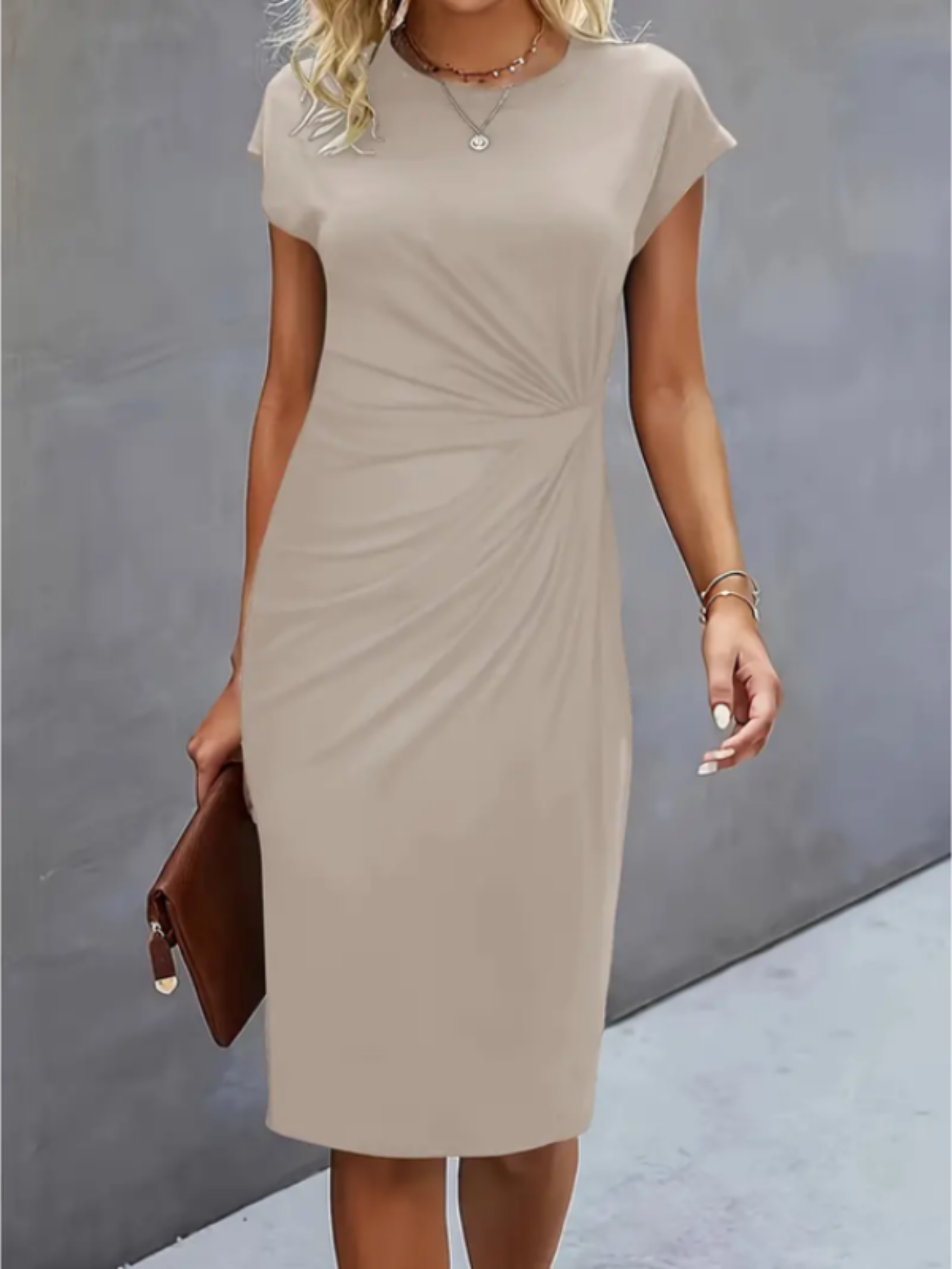 Robe Midi Élégante pour Femme | Manches Courtes