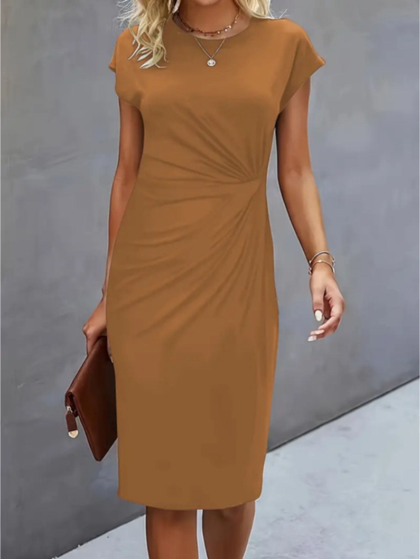 Robe Midi Élégante pour Femme | Manches Courtes
