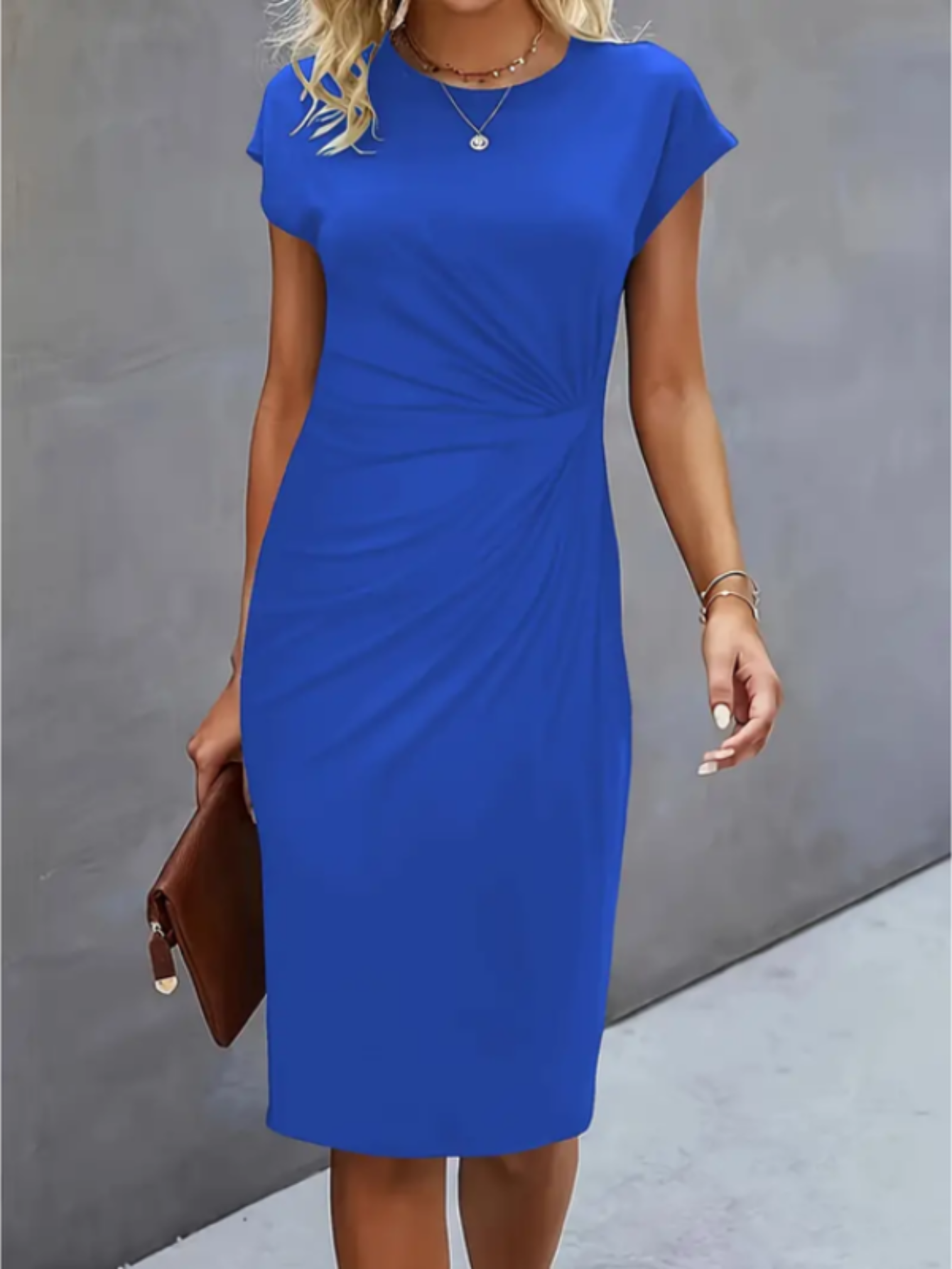 Robe Midi Élégante pour Femme | Manches Courtes