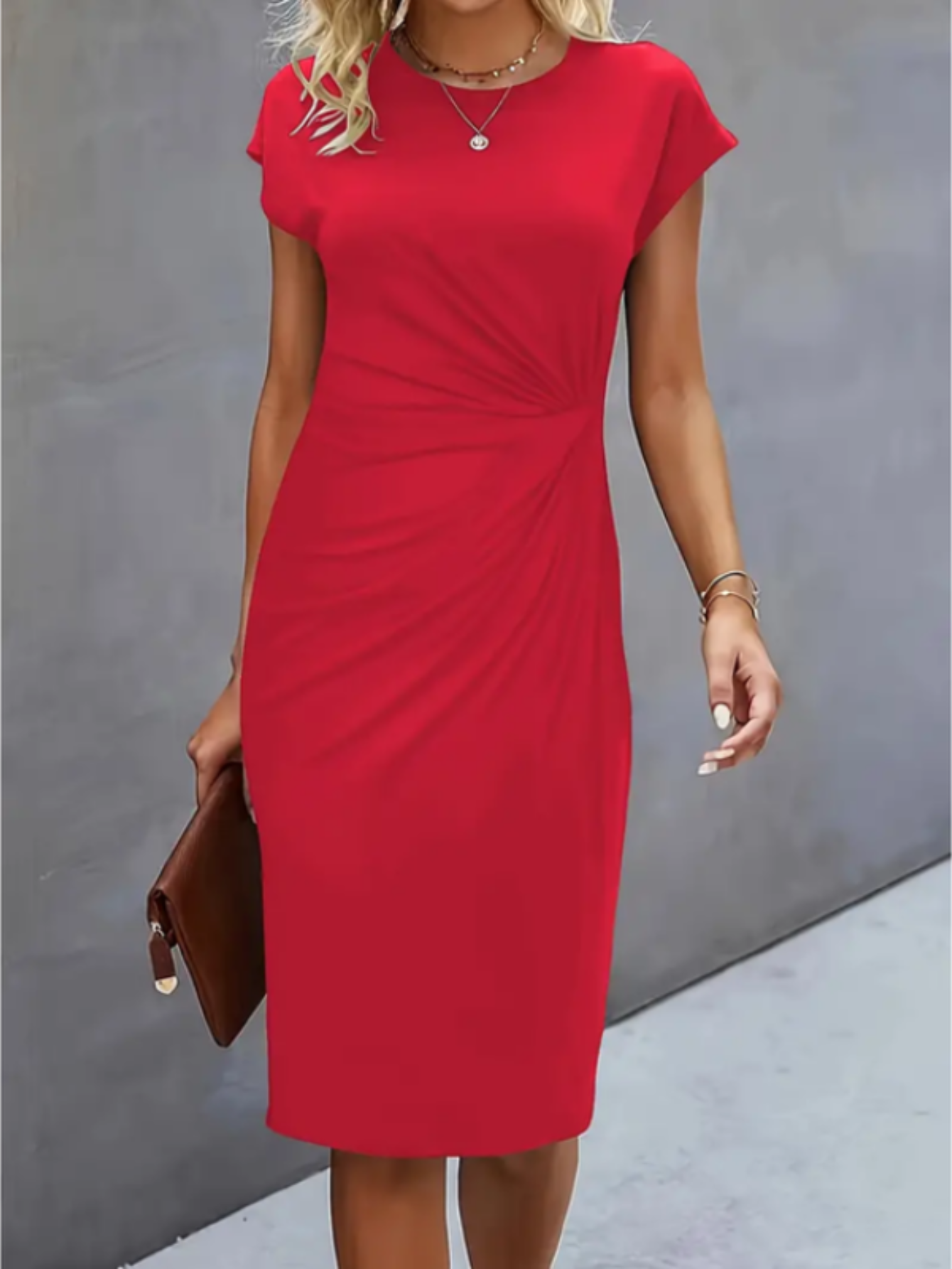 Robe Midi Élégante pour Femme | Manches Courtes