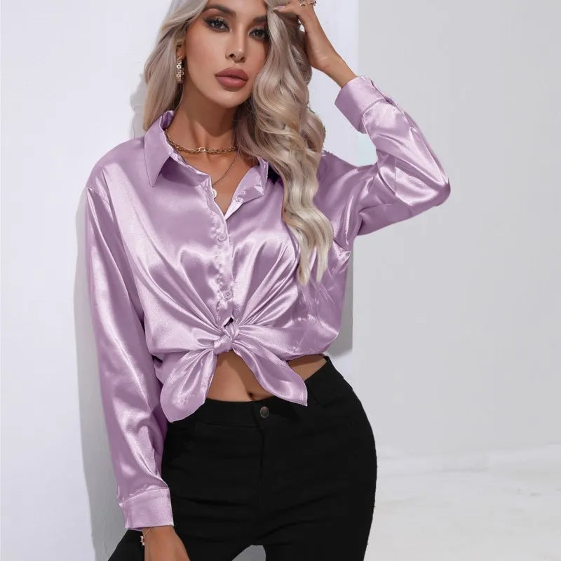 Blouse Élégante A Boutons Pour Femmes | Manches Longues Coupe Détendue