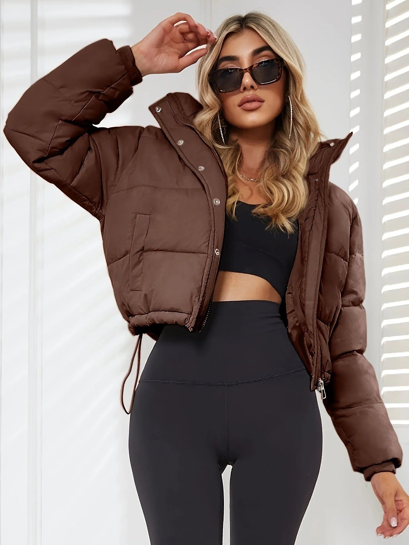 Womens Puffer Jacket Cropped | Oversized