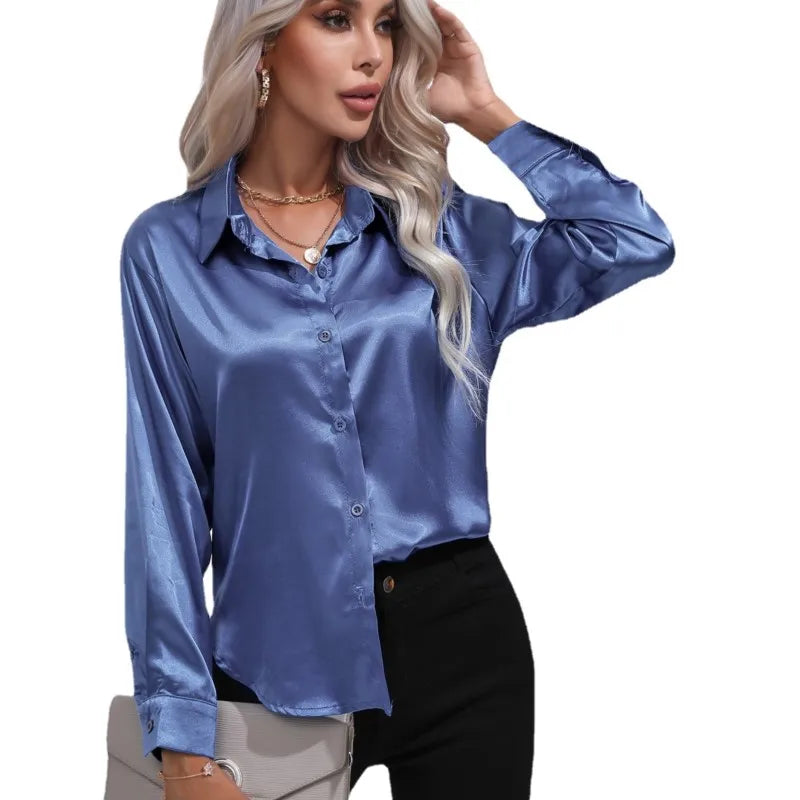 Blouse Élégante A Boutons Pour Femmes | Manches Longues Coupe Détendue