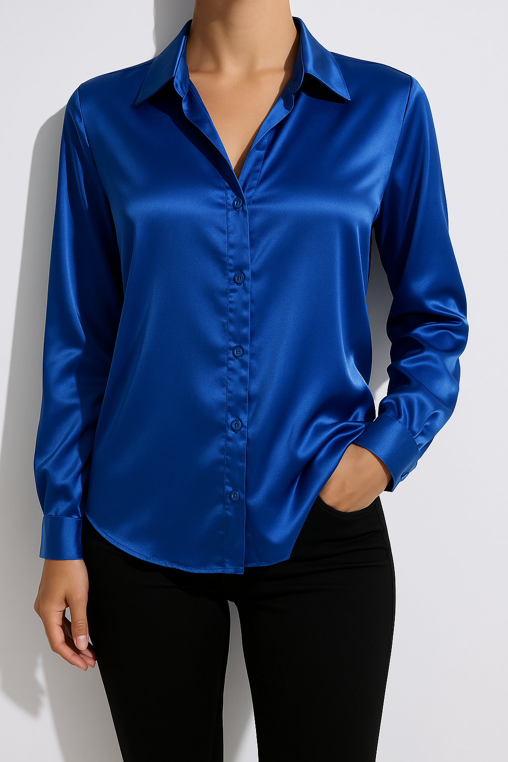 Blouse Élégante A Boutons Pour Femmes | Manches Longues Coupe Détendue