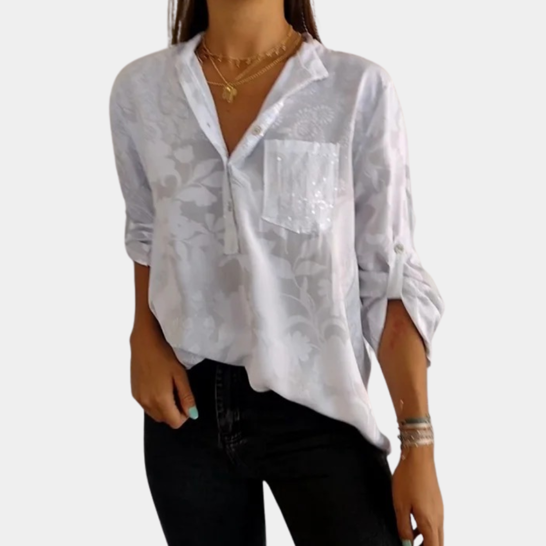 Blouse Florale Chic Pour Femmes | Manches Longues