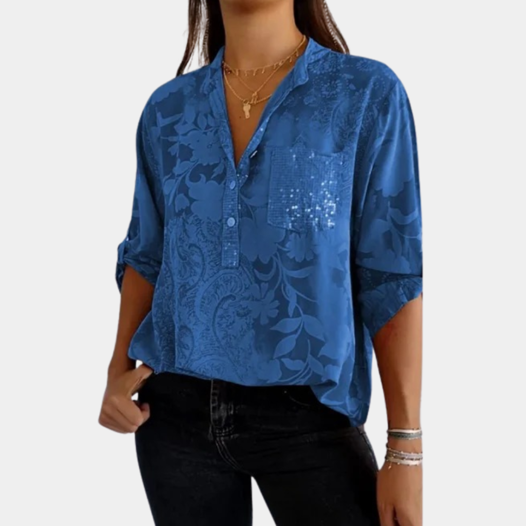 Blouse Florale Chic Pour Femmes | Manches Longues