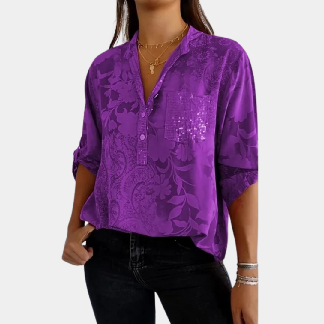 Blouse Florale Chic Pour Femmes | Manches Longues