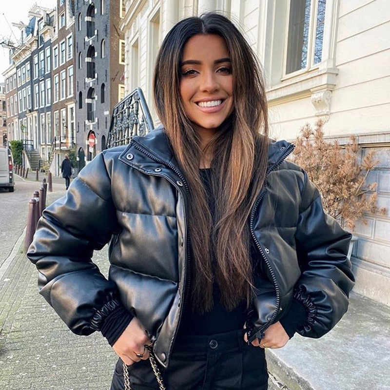 Short Black Down Jacket for Women | Bomber Style