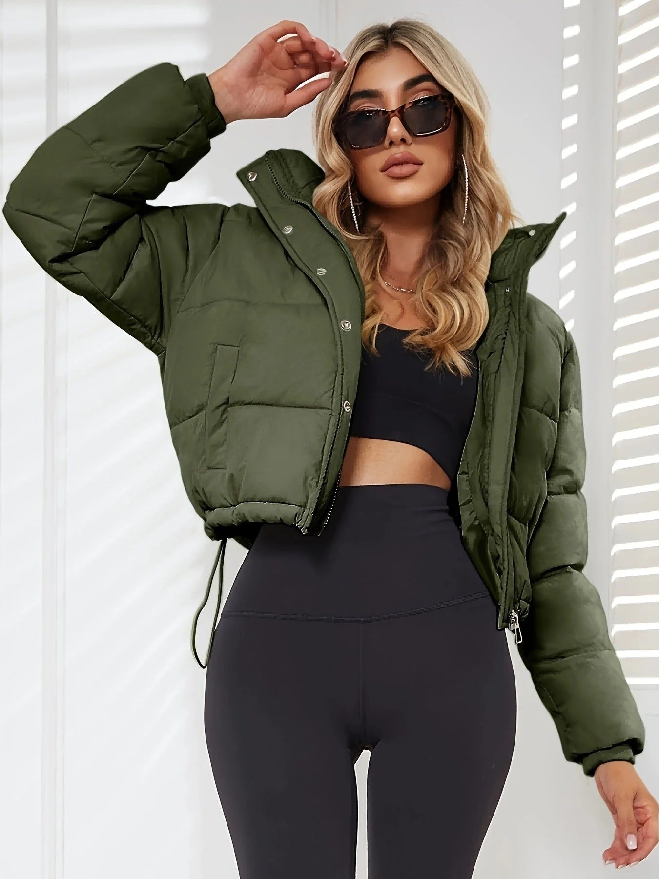 Womens Puffer Jacket Cropped | Oversized
