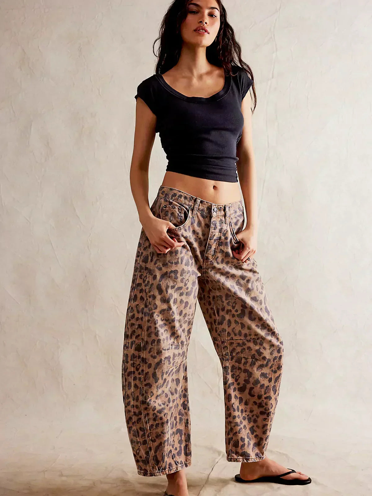 Womens Leopard-Print Jeans | Trendy