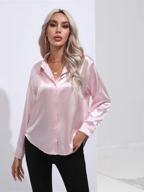 Blouse Élégante A Boutons Pour Femmes | Manches Longues Coupe Détendue