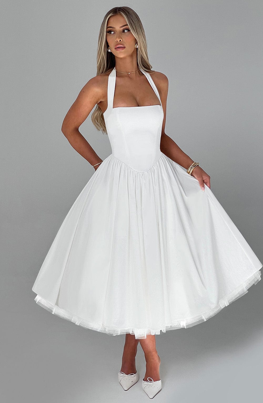 Womens Wedding Guest Dress | Halter Floral Dress