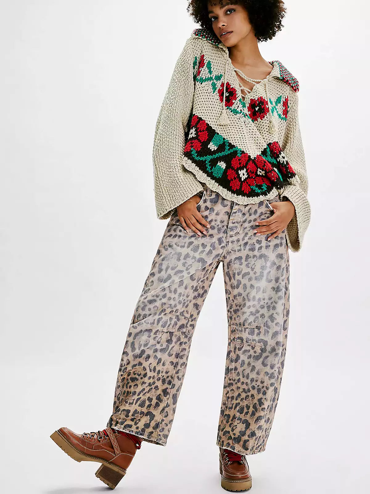 Womens Leopard-Print Jeans | Trendy