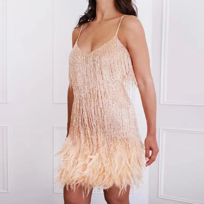 Women’s Sequin Feather Mini Dress | Glamorous