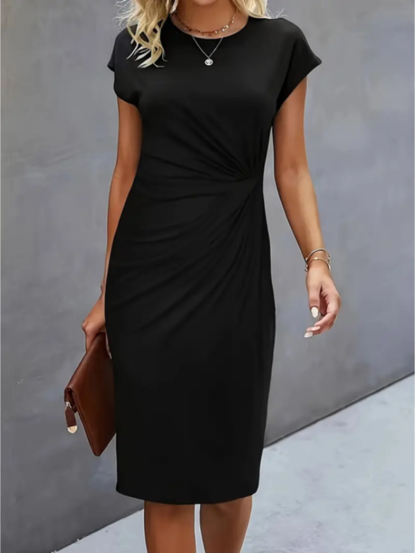 Robe Midi Élégante pour Femme | Manches Courtes