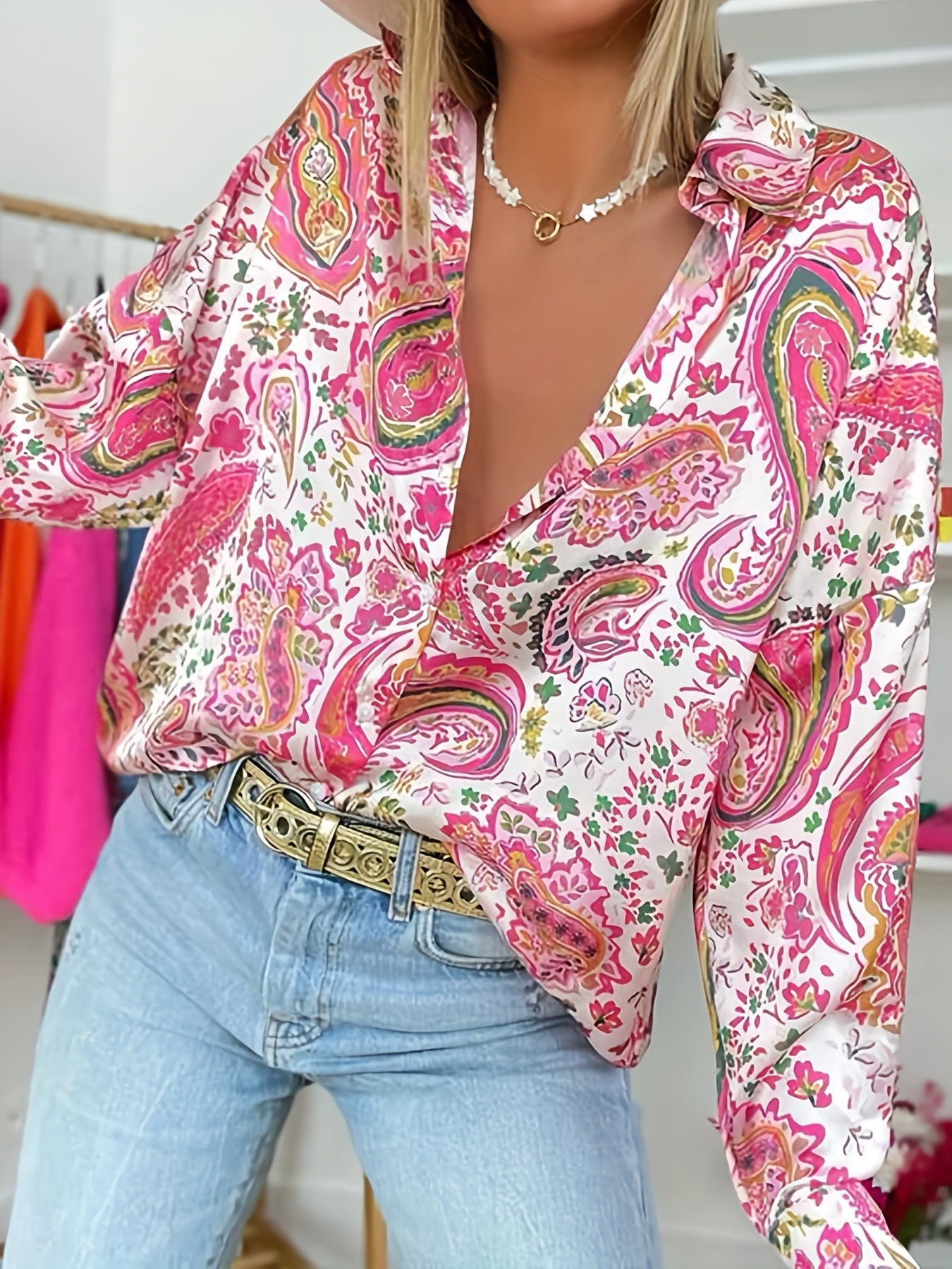 Chemise Femme A Motif Paisley | Col Boutonné