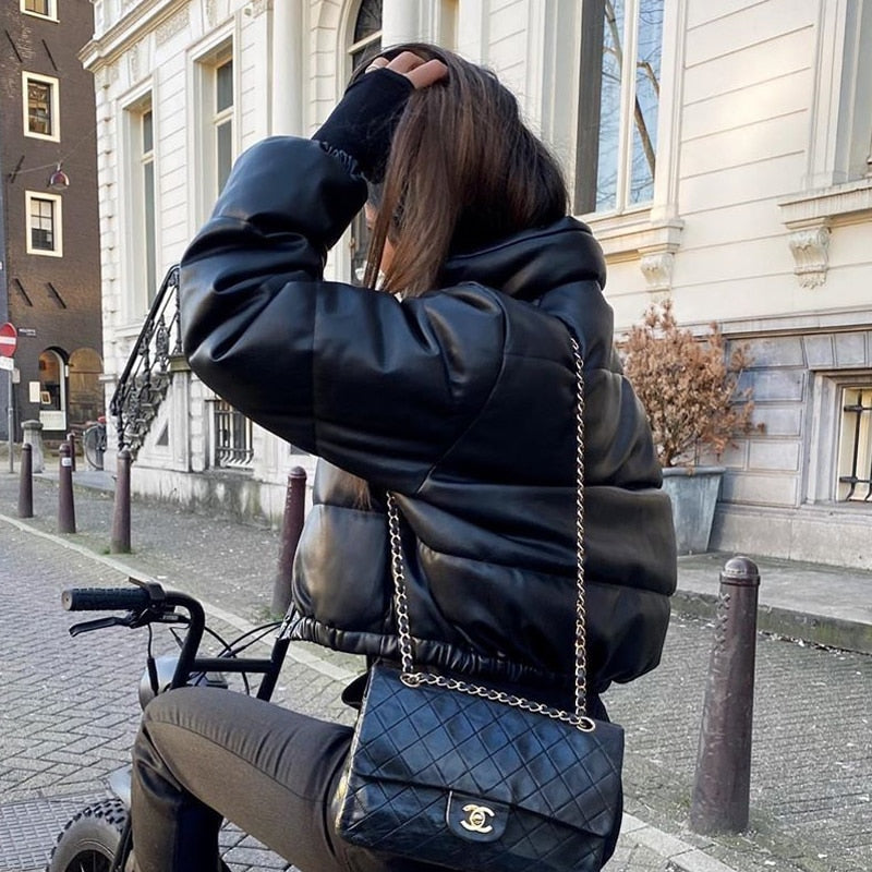 Short Black Down Jacket for Women | Bomber Style