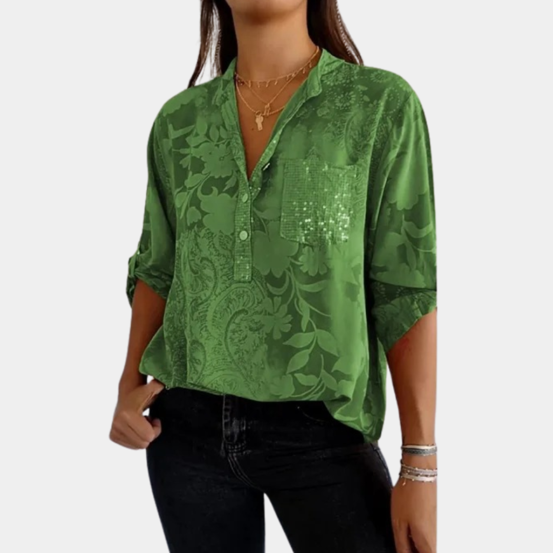 Blouse Florale Chic Pour Femmes | Manches Longues
