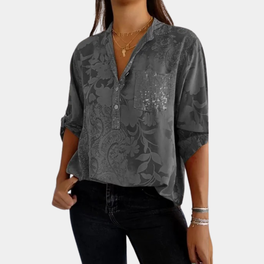 Blouse Florale Chic Pour Femmes | Manches Longues