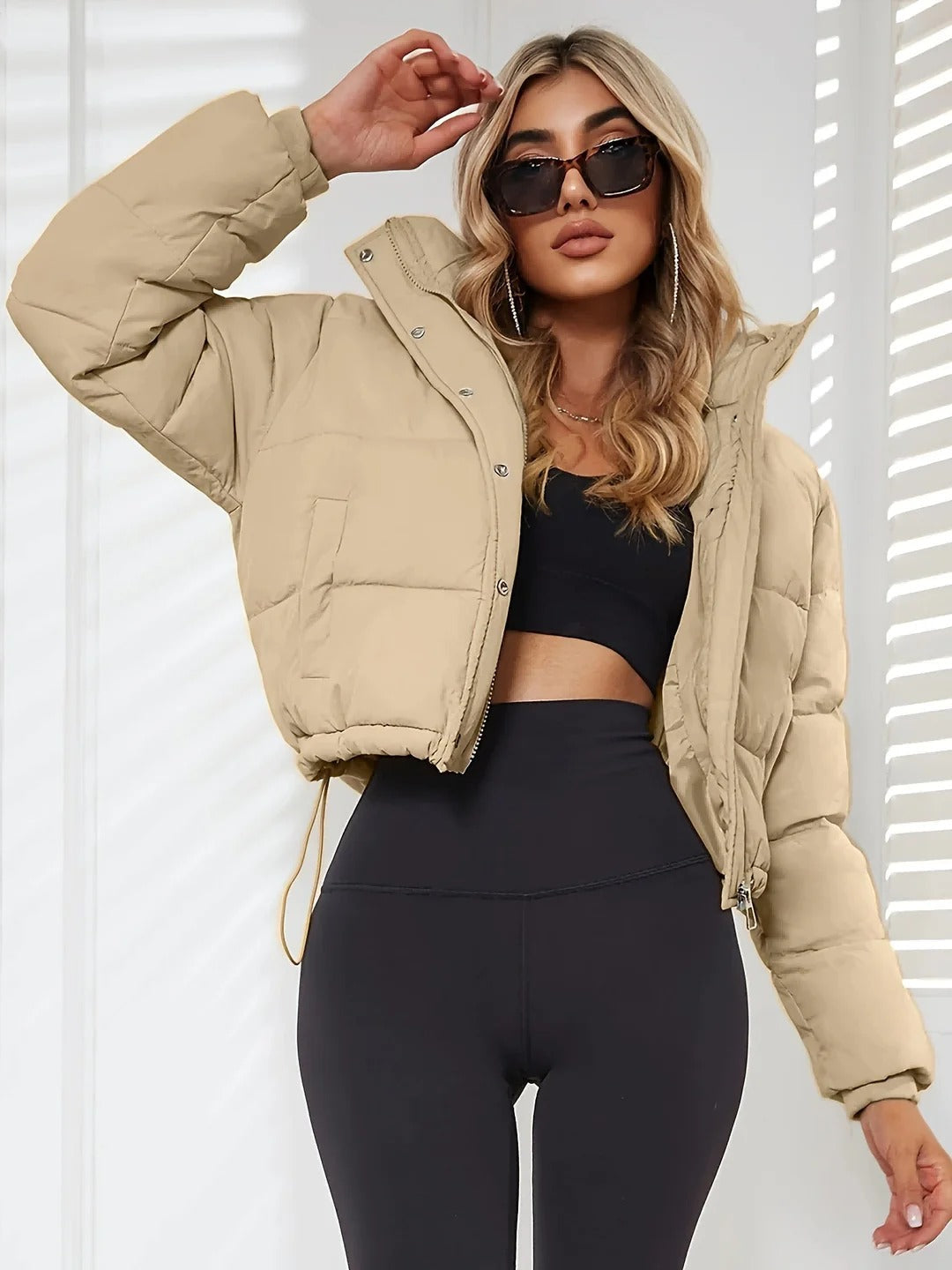 Womens Puffer Jacket Cropped | Oversized