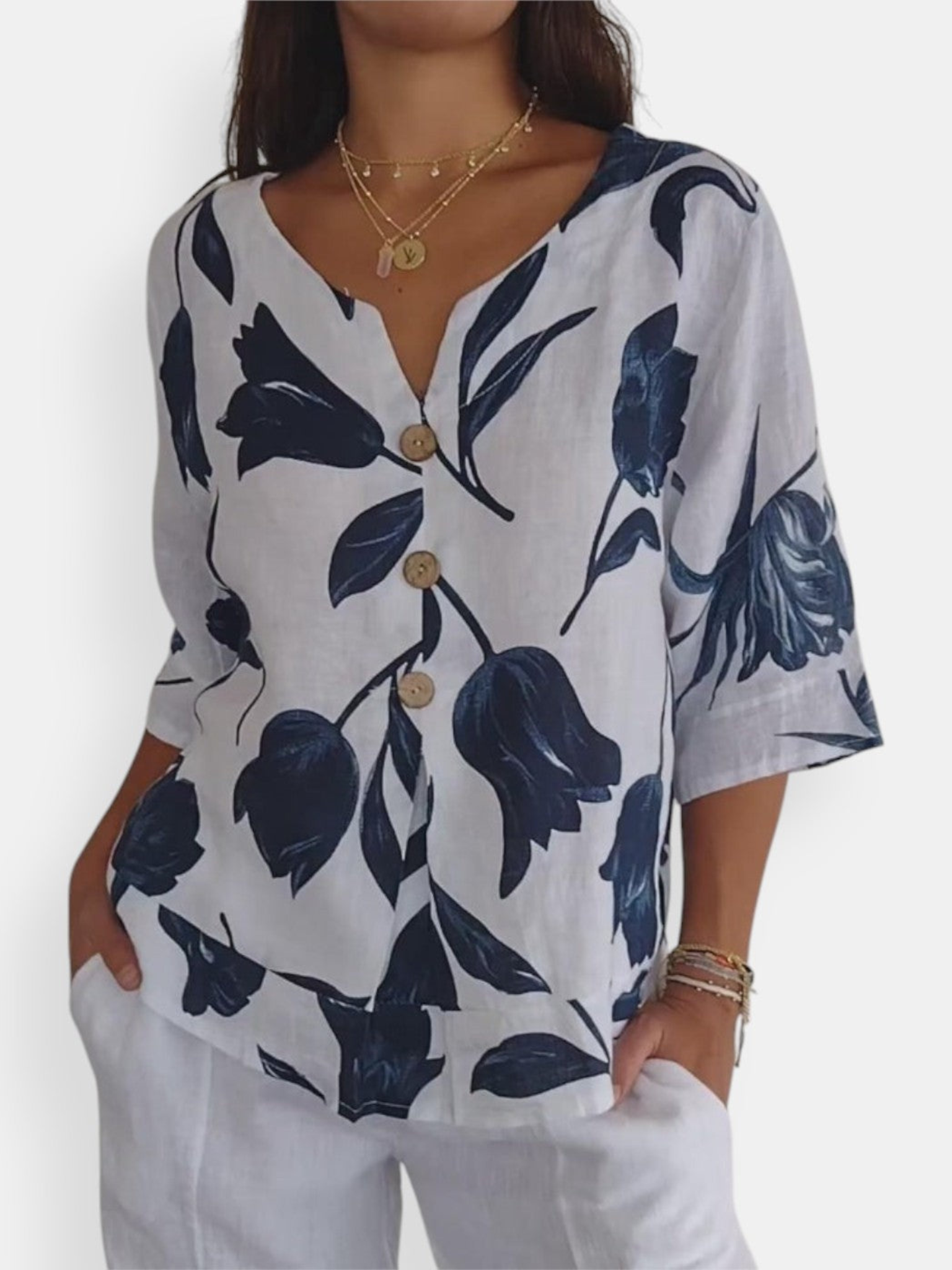 Blouse Boutonnée A Motif Floral Pour Femmes | Élégante